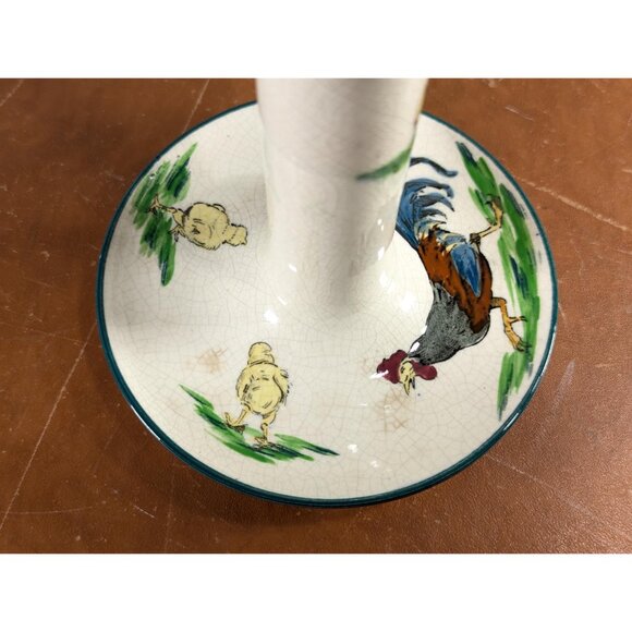 Antique Wardle & Co ca 1902 candlestick holder Farm Yard Scenes England - Picture 6 of 10